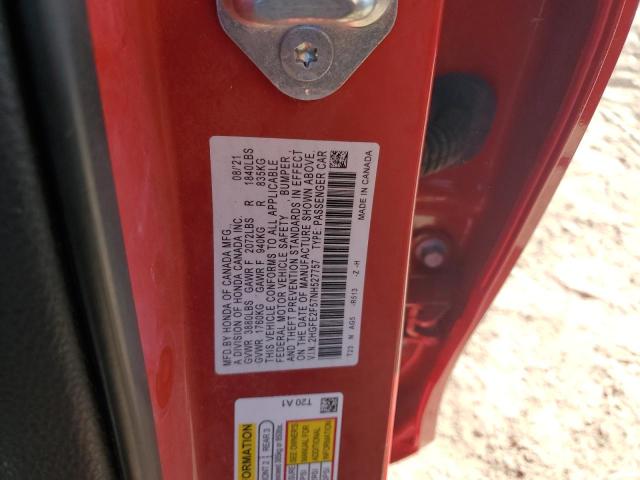 2HGFE2F57NH527757 - 2022 HONDA CIVIC SPORT RED photo 12