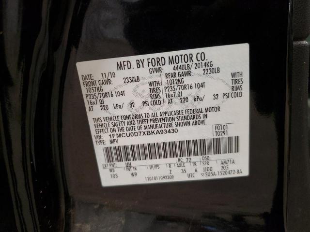 1FMCU0D7XBKA93430 - 2011 FORD ESCAPE XLT BLACK photo 13