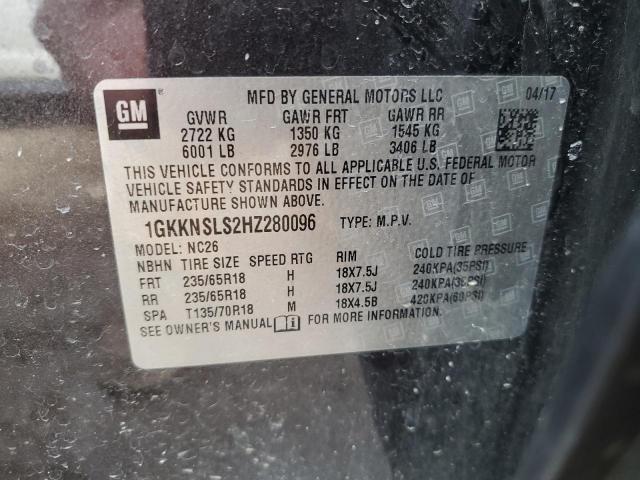 1GKKNSLS2HZ280096 - 2017 GMC ACADIA SLE GRAY photo 12