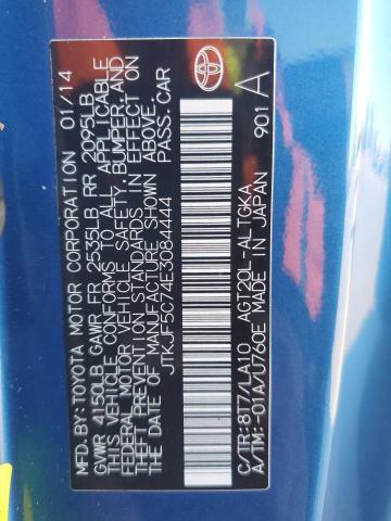 JTKJF5C74E3084444 - 2014 TOYOTA SCION TC ლურჯი ფოტო 13