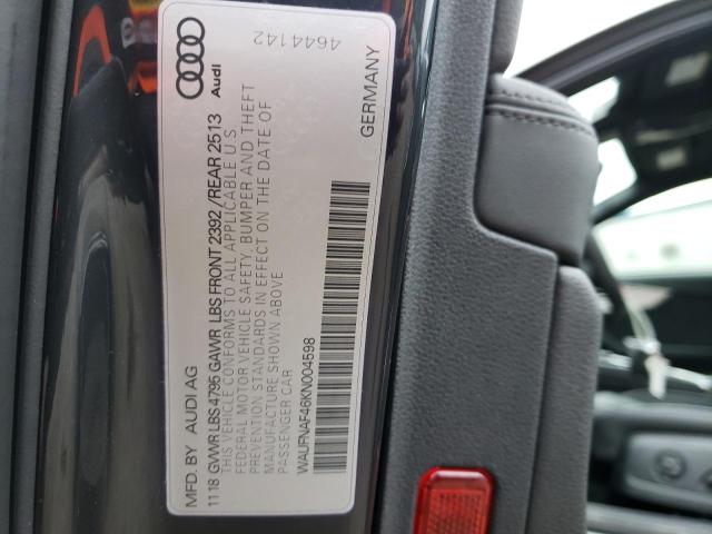 WAUFNAF46KN004598 - 2019 AUDI A4 PRESTIGE GRAY photo 12