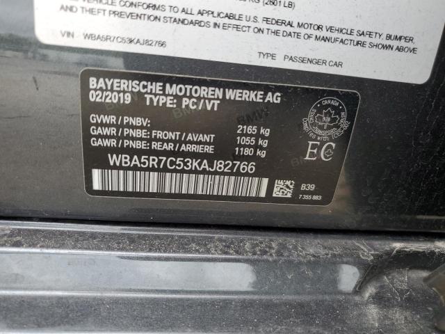 WBA5R7C53KAJ82766 - 2019 BMW 330XI GRAY photo 12