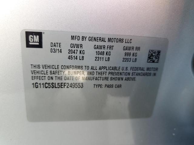 1G11C5SL5EF249553 - 2014 CHEVROLET MALIBU 1LT ვერცხლისფერი ფოტო 12