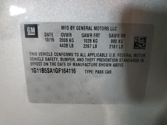 1G11B5SA1GF164116 - 2016 CHEVROLET MALIBU LIM LS ვერცხლისფერი ფოტო 12