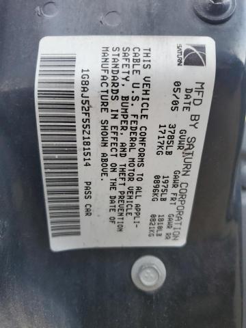1G8AJ52F55Z181514 - 2005 SATURN ION LEVEL 2 BLUE photo 12