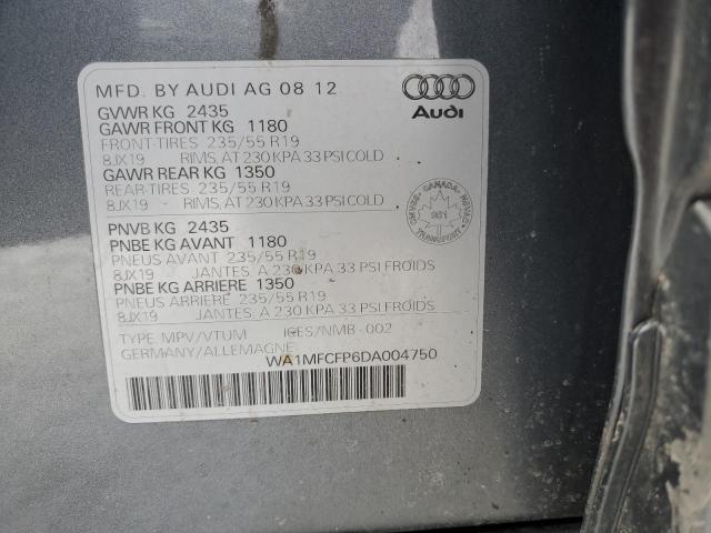 WA1MFCFP6DA004750 - 2013 AUDI Q5 PREMIUM GRAY photo 14