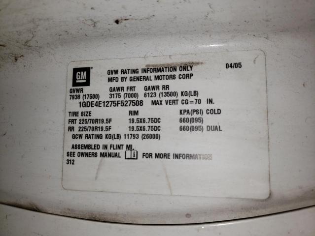 1GDE4E1275F527508 - 2005 GMC C4500 C4E0 WHITE photo 10