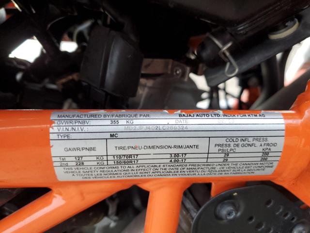 MD2JPJ402LC269324 - 2020 KTM 390 DUKE TWO TONE photo 10