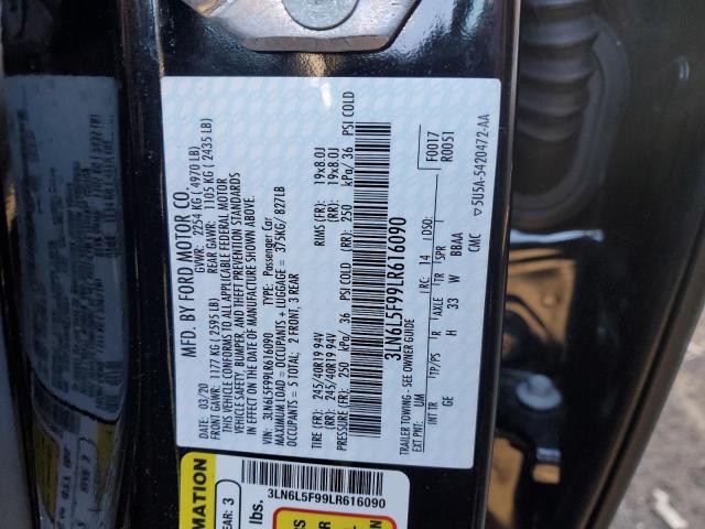 3LN6L5F99LR616090 - 2020 LINCOLN MKZ RESERVE შავი ფოტო 12