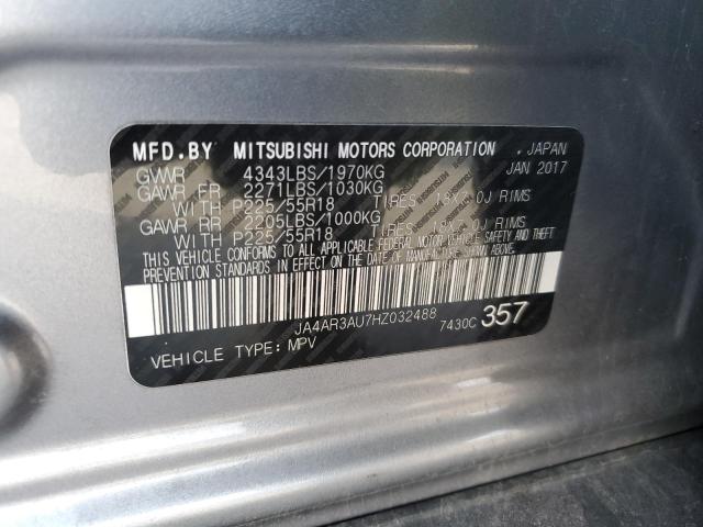 JA4AR3AU7HZ032488 - 2017 MITSUBISHI OUTLANDER ES GRAY photo 13