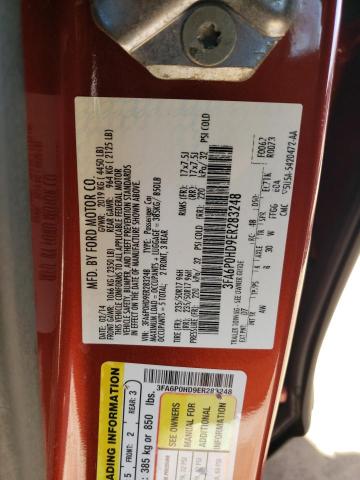 3FA6P0HD9ER283248 - 2014 FORD FUSION SE RED photo 12