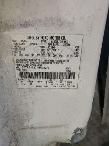 1FTRF12207NA02273 - 2007 FORD F150 WHITE photo 12