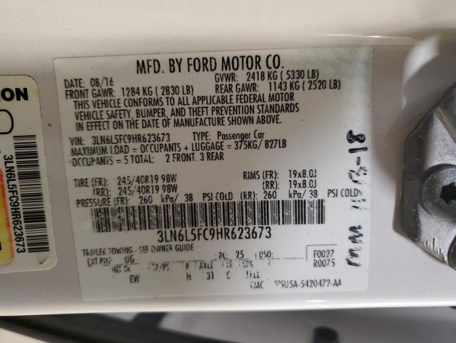 3LN6L5FC9HR623673 - 2017 LINCOLN MKZ RESERVE თეთრი ფოტო 13