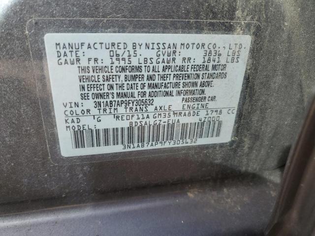 3N1AB7AP9FY305632 - 2015 NISSAN SENTRA S GRAY photo 12