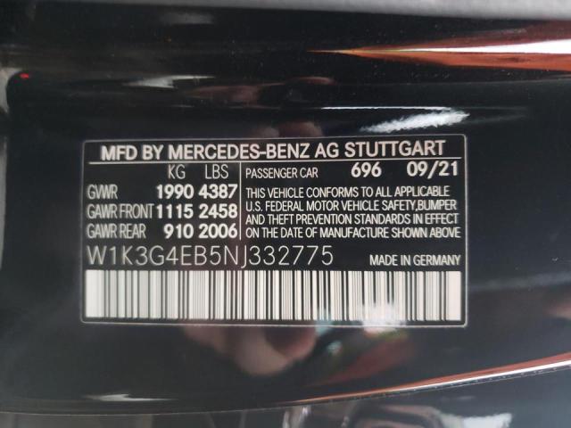 W1K3G4EB5NJ332775 - 2022 MERCEDES-BENZ A 220 BLACK photo 12