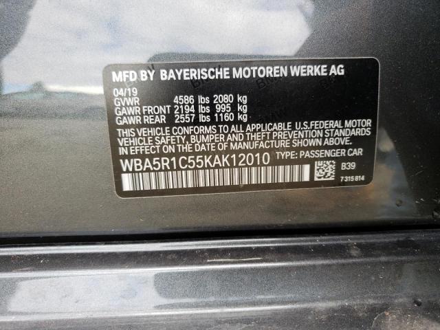 WBA5R1C55KAK12010 - 2019 BMW 330I CHARCOAL photo 12