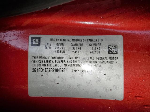 2G1FD1E37F9104628 - 2015 CHEVROLET CAMARO LT RED photo 12