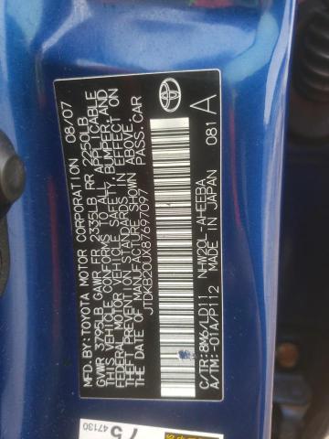 JTDKB20UX87697097 - 2008 TOYOTA PRIUS BLUE photo 13