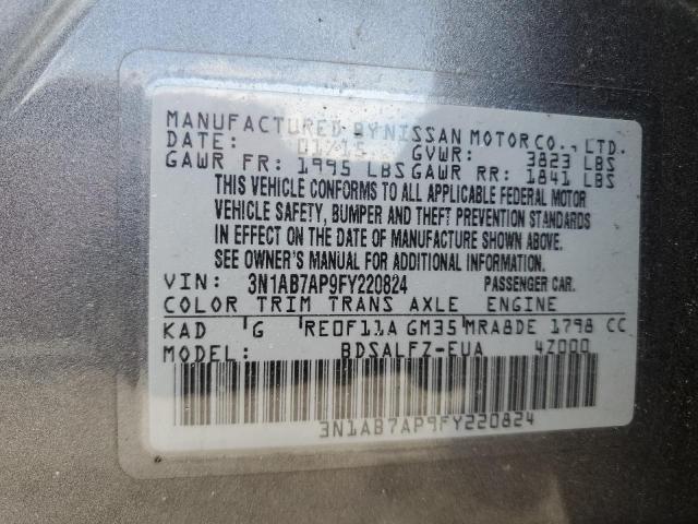 3N1AB7AP9FY220824 - 2015 NISSAN SENTRA S CHARCOAL photo 12