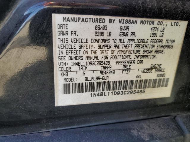 1N4BL11D93C295485 - 2003 NISSAN ALTIMA SE BLACK photo 13