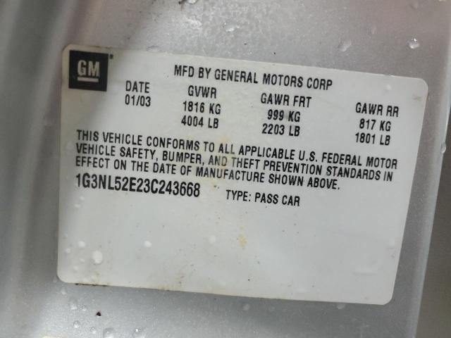 1G3NL52E23C243668 - 2003 OLDSMOBILE ALERO GL SILVER photo 13