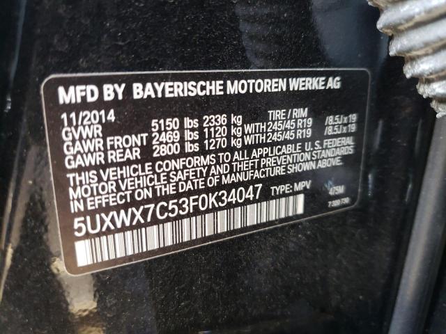 5UXWX7C53F0K34047 - 2015 BMW X3 XDRIVE35I BLACK photo 13