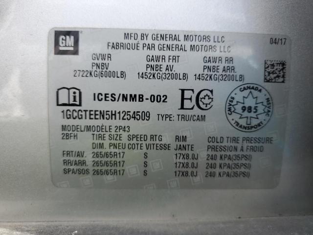 1GCGTEEN5H1254509 - 2017 CHEVROLET COLORADO ZR2 SILVER photo 12