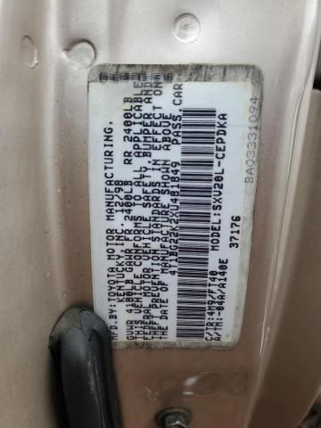 4T1BG22K2XU481849 - 1999 TOYOTA CAMRY CE TAN photo 12