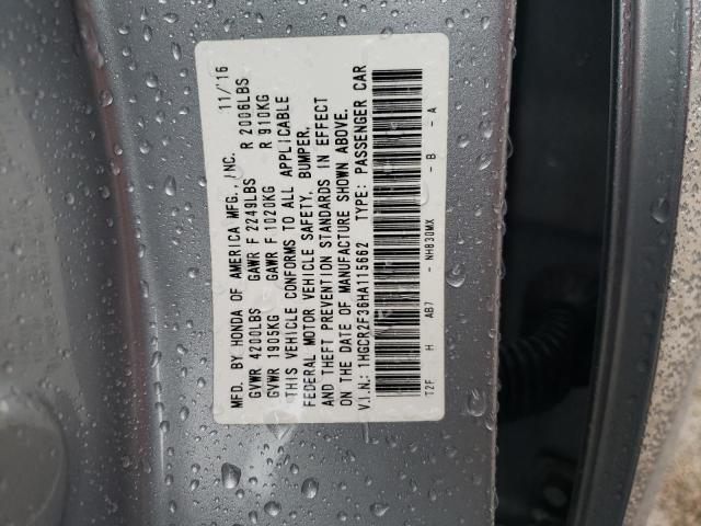 1HGCR2F36HA115662 - 2017 HONDA ACCORD LX SILVER photo 12