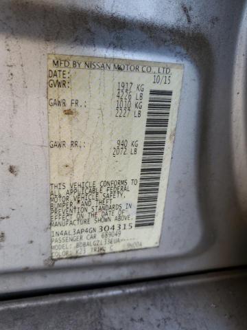 1N4AL3AP4GN304315 - 2016 NISSAN ALTIMA 2.5 SILVER photo 12