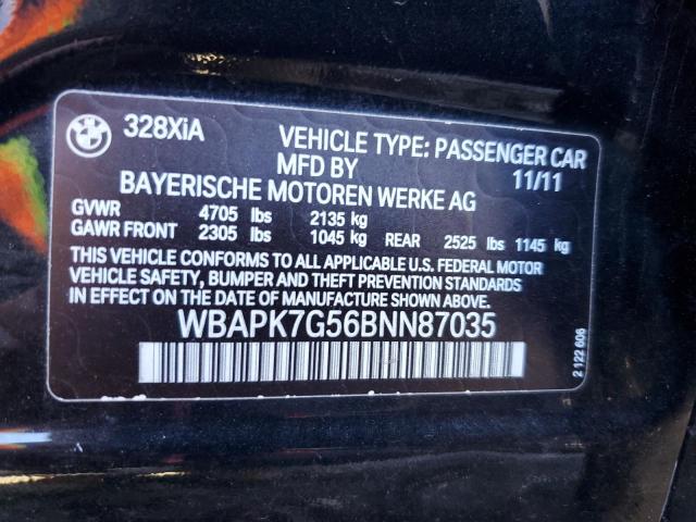 WBAPK7G56BNN87035 - 2011 BMW 328 XI BLACK photo 12