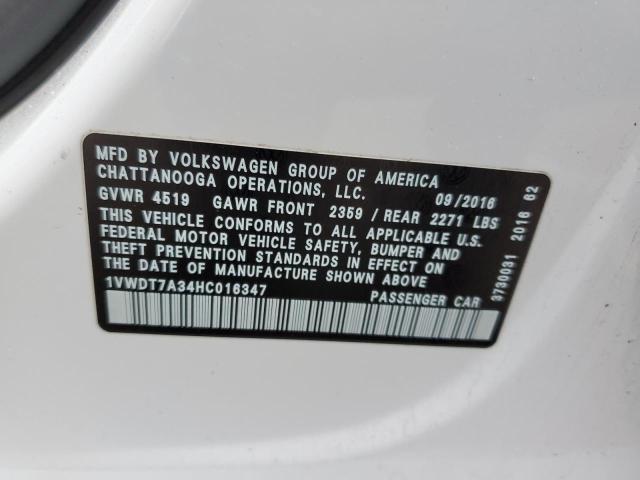 1VWDT7A34HC016347 - 2017 VOLKSWAGEN PASSAT R-LINE Ağ foto 12