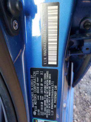 KNADH4A39A6644571 - 2010 KIA RIO LX BLUE photo 12