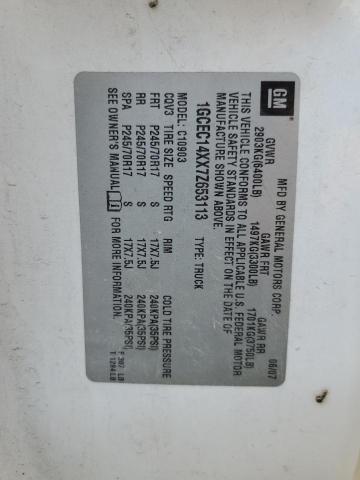 1GCEC14XX7Z653113 - 2007 CHEVROLET SILVERADO C1500 CLASSIC WHITE photo 12