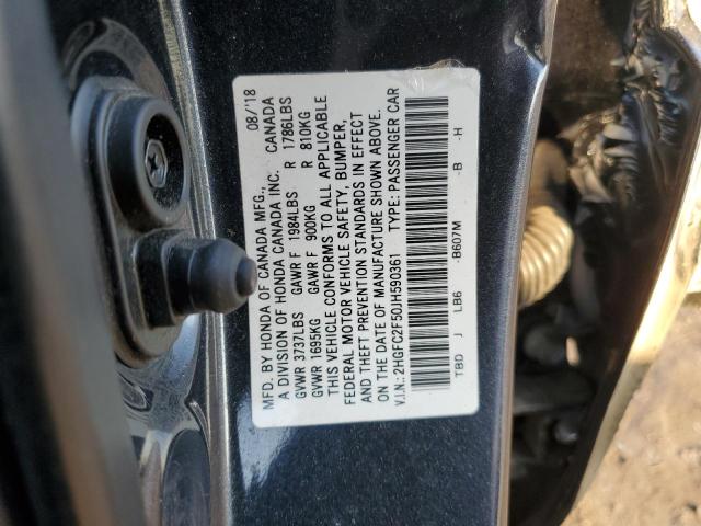 2HGFC2F50JH590361 - 2018 HONDA CIVIC LX CHARCOAL photo 12