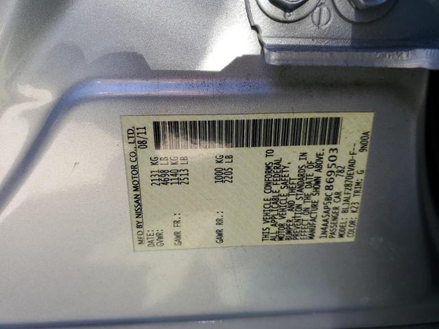 1N4AA5AP5BC869503 - 2011 NISSAN MAXIMA S SILVER photo 12