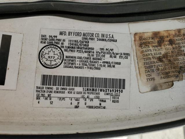 1LNHM81W6XY693950 - 1999 LINCOLN TOWN CAR EXECUTIVE WHITE photo 13