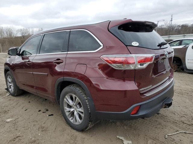 5TDJKRFH3ES039878 - 2014 TOYOTA HIGHLANDER XLE 勃艮第红 照片 2