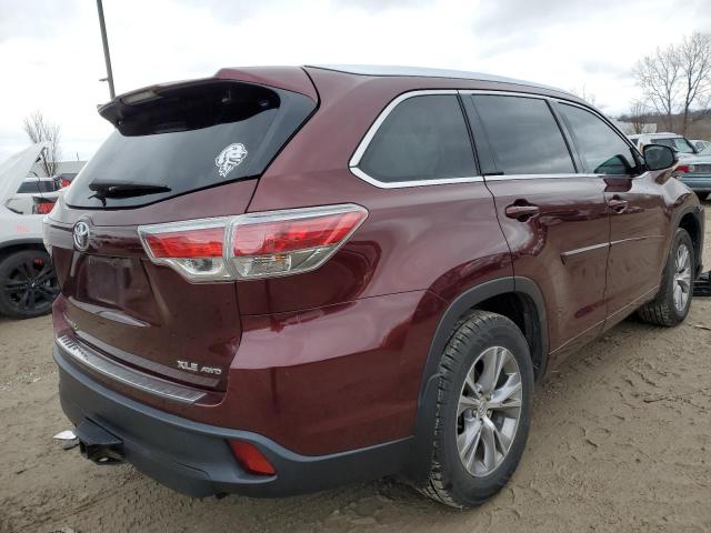 5TDJKRFH3ES039878 - 2014 TOYOTA HIGHLANDER XLE 勃艮第红 照片 3