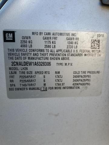 2CNALDEW1A6328306 - 2010 CHEVROLET EQUINOX LT SILVER photo 12