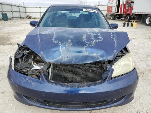 2HGES16535H607233 - 2005 HONDA CIVIC LX BLUE photo 5