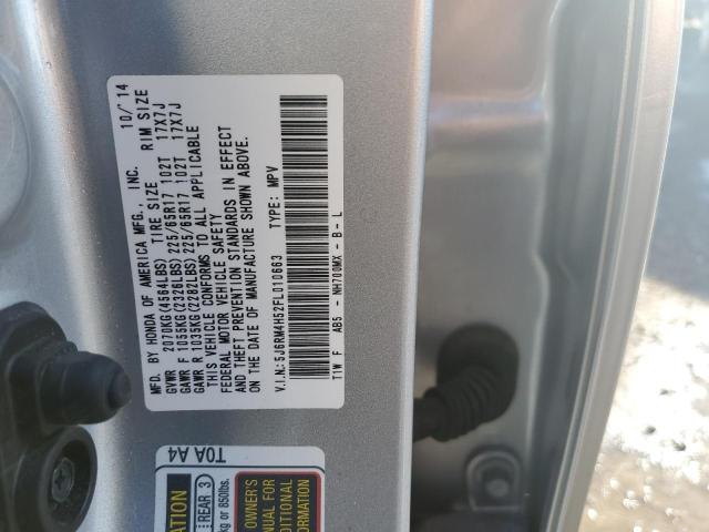 5J6RM4H52FL010663 - 2015 HONDA CR-V EX SILVER photo 12