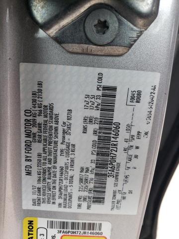 3FA6P0H72JR146060 - 2018 FORD FUSION SE SILVER photo 12