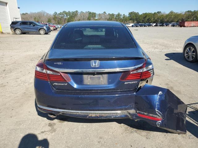 1HGCR2F57GA130672 - 2016 HONDA ACCORD SPORT BLUE photo 6