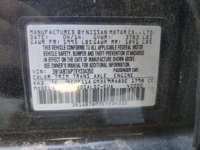 3N1AB7AP7EY234350 - 2014 NISSAN SENTRA S BLACK photo 12