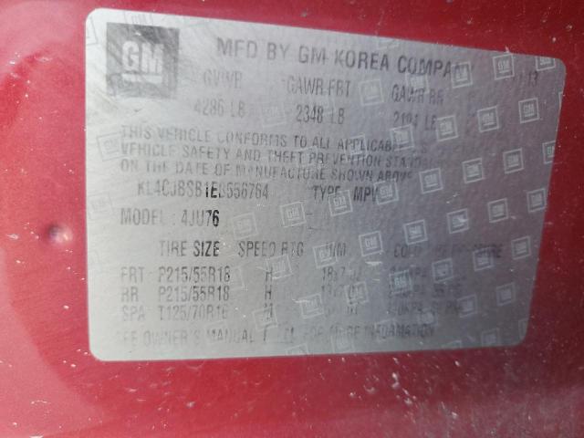 KL4CJBSB1EB556764 - 2014 BUICK ENCORE CONVENIENCE 红色 照片 12