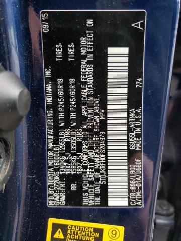 5TDJKRFH0FS204979 - 2015 TOYOTA HIGHLANDER XLE Mavi foto 12