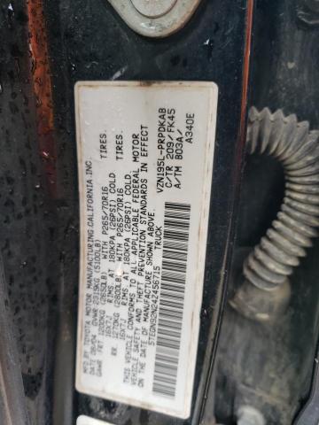 5TEGN92N24Z456715 - 2004 TOYOTA TACOMA DOUBLE CAB PRERUNNER BLACK photo 12