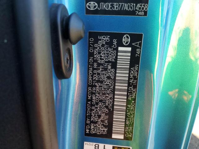 JTKDE3B77A0314558 - 2010 TOYOTA SCION TC ლურჯი ფოტო 12