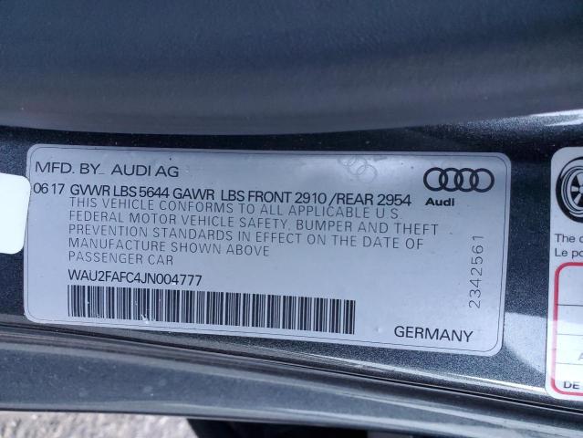 WAU2FAFC4JN004777 - 2018 AUDI S7 PRESTIGE GRAY photo 12